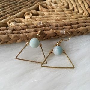 handmade Jewelry - Handmade Golden Triangle & Amazonite Dangles handmade Jewelry - Handmade Golden Triangle & Amazonite Dangles